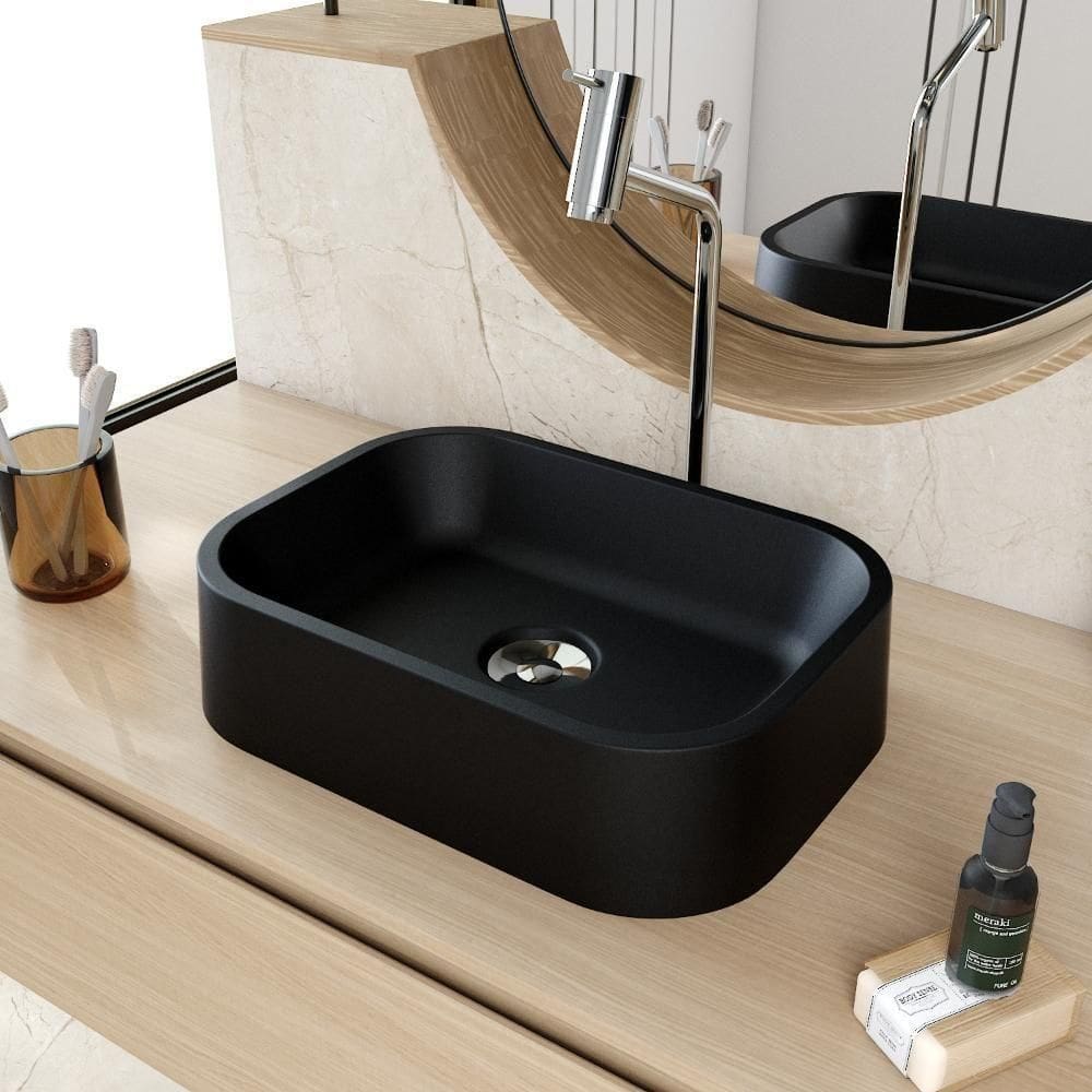 Cuba De Apoio Retangular Br37w Preto Matte Fosca Preto Matte Fosco