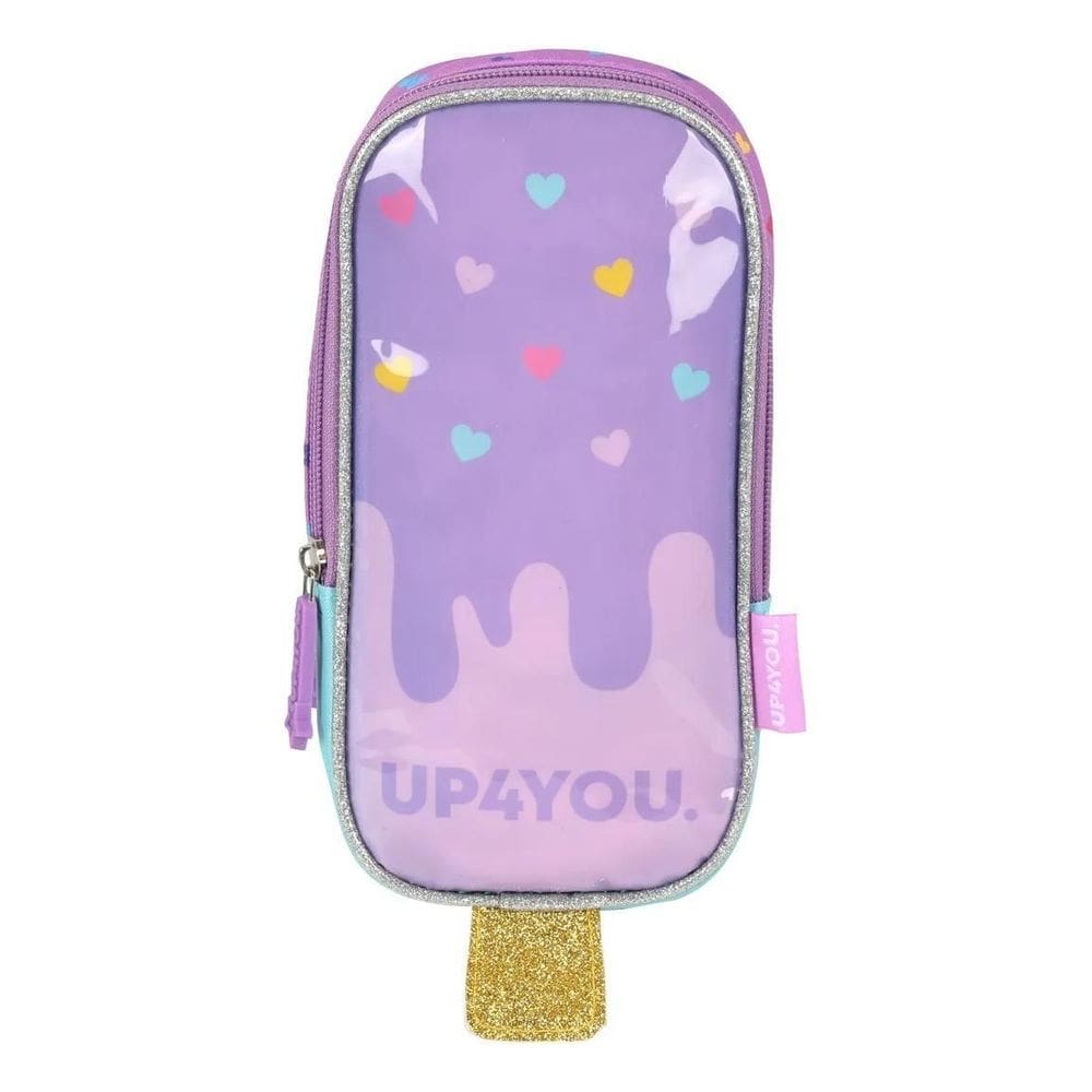 Estojo Escolar Duplo Picole Up4you 2 Ziper Lila