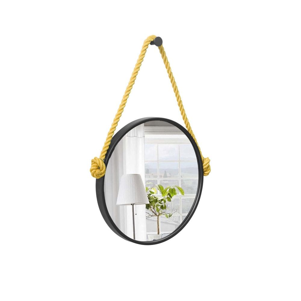 Espelho Decorativo Adnet Preto Alça Sisal Yellow 60Cm