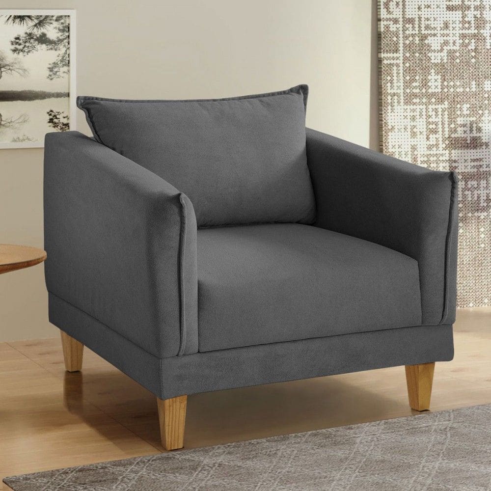 Poltrona Marromina Veludo/Cinza - Cellflex