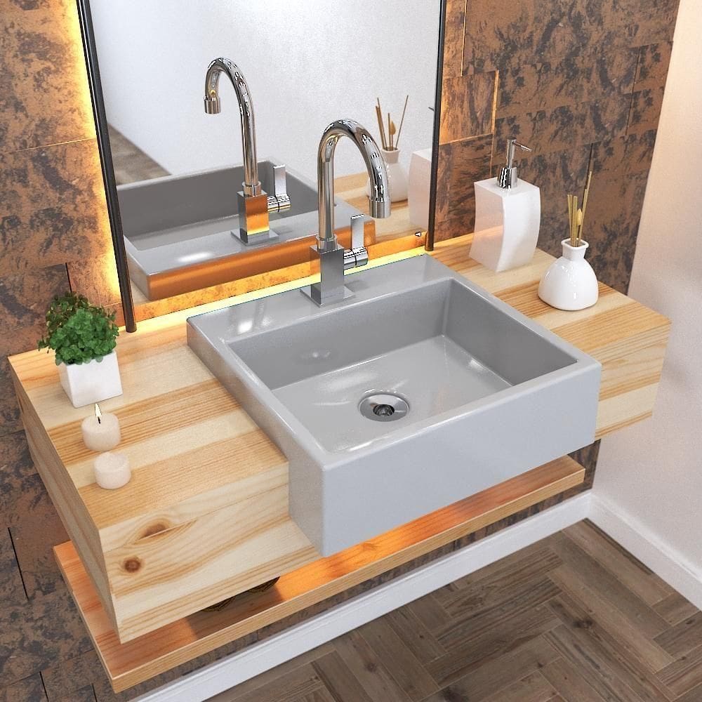 Cuba Semi Encaixe Quadrada Xq395w Colorida Cinza