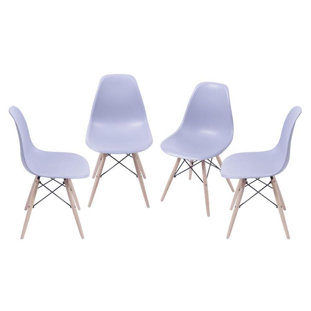 Kit 4 Cadeiras Boxbit Dkr Eames Base Em Madeira Cinza