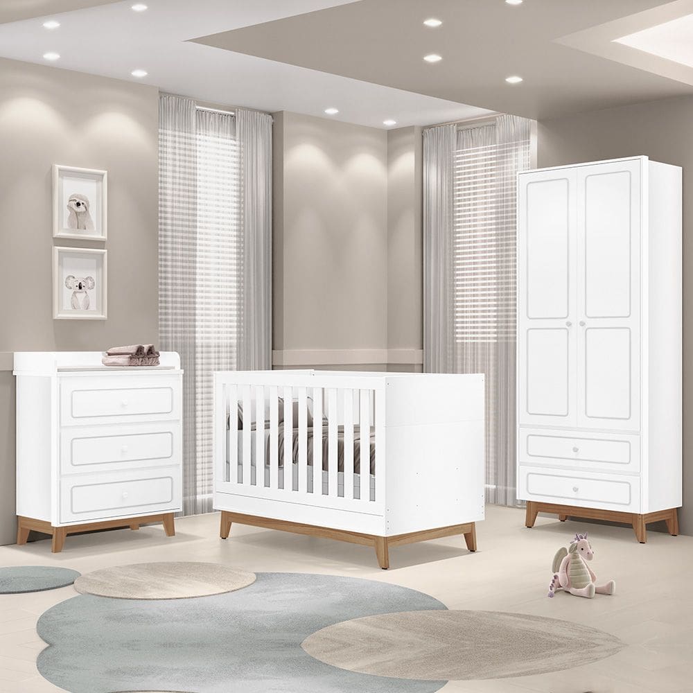 Quarto Infantil Triplo 100% em MDF com Berço 2 em 1 Tuboarte Kevin Natan Lucca