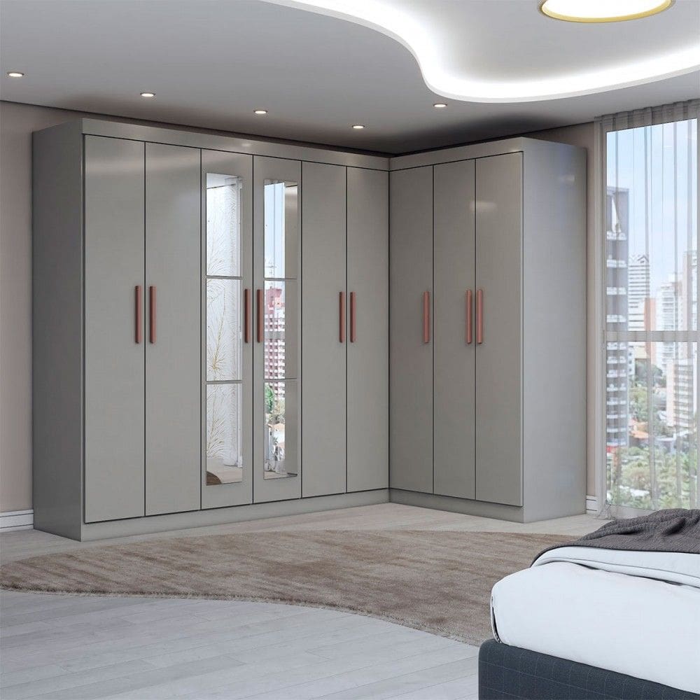 Guarda-Roupa Casal Modulado Odisseia 9 Portas 2 Gavetas com Espelho Onix - Panorama Móveis