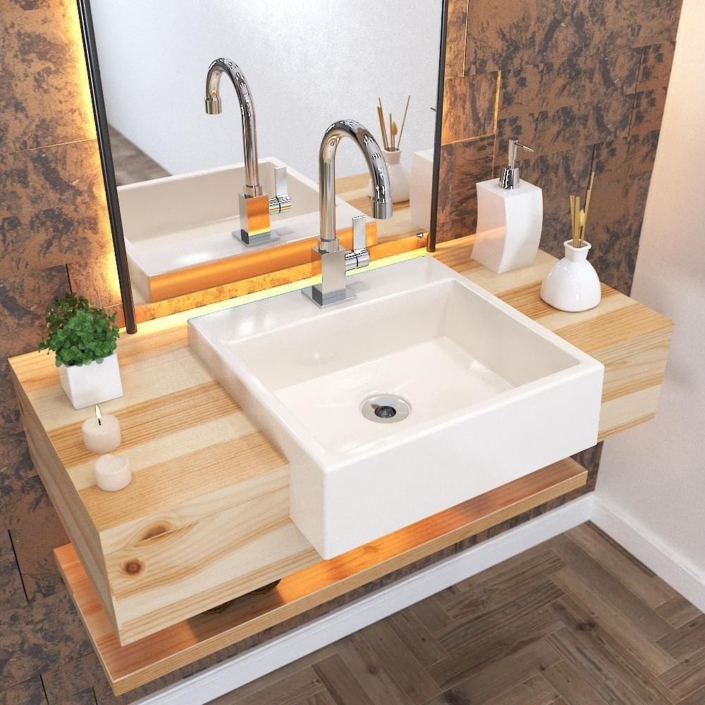 Cuba Semi Encaixe Quadrada Xq395w Colorida Bege