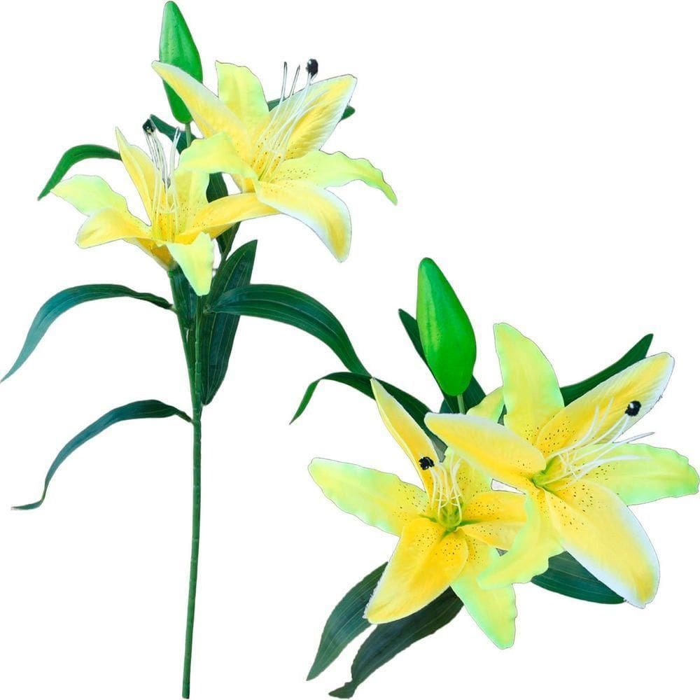Kit 8 Plantas Artificiais Lírio Amarelo Enfeite Jardim 73cm