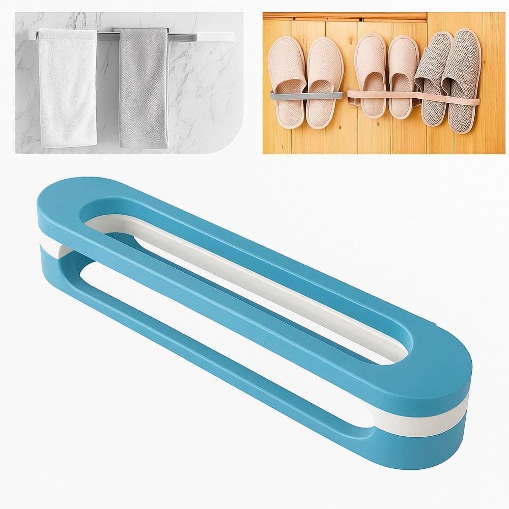 Kit Sapateira De Parede 3 Pares Suporte Chinelos Pantufa Multiuso Organizador Porta Toalha Armario Azul