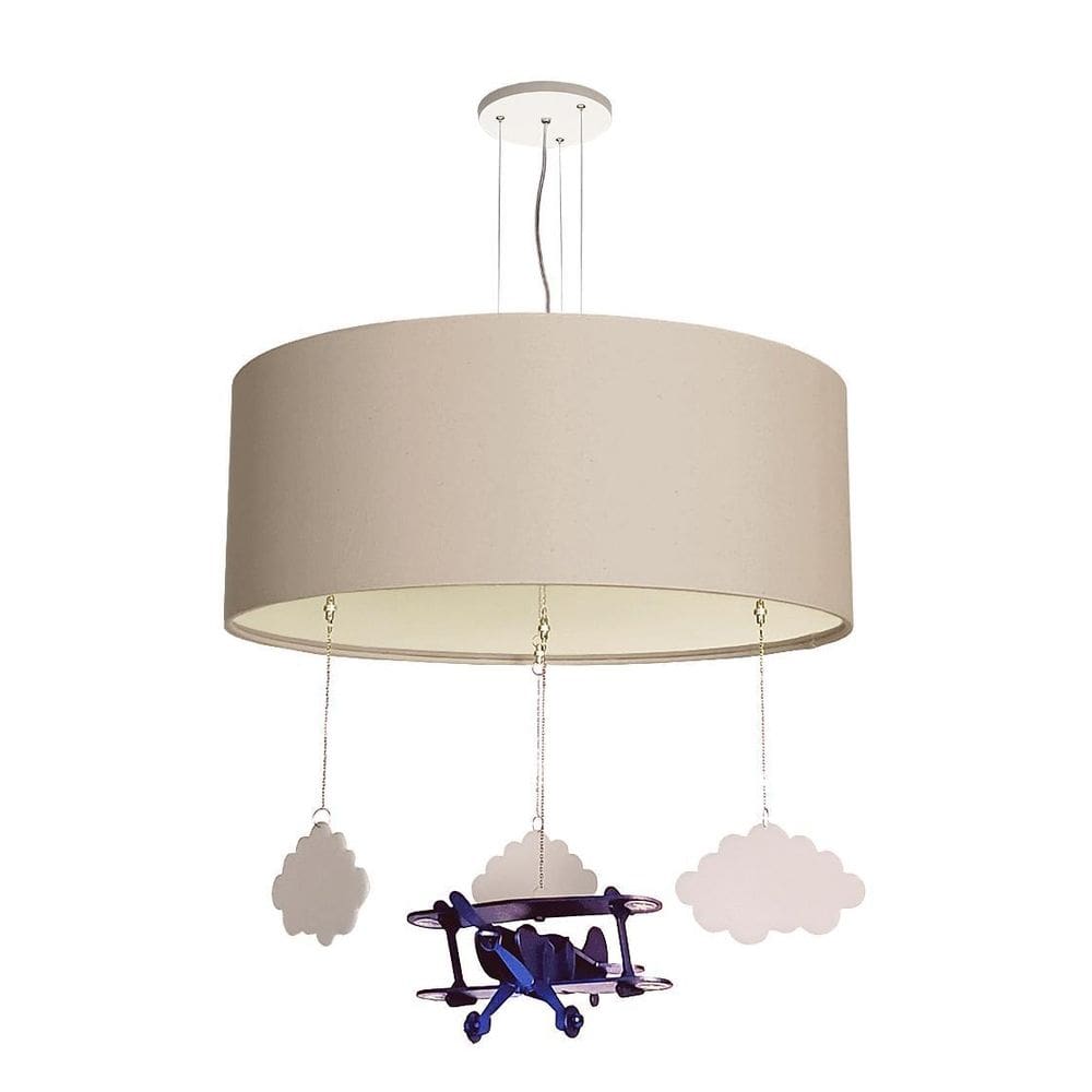 Luminária de Teto Pendente Infantil Avião 40cm Cinza6212