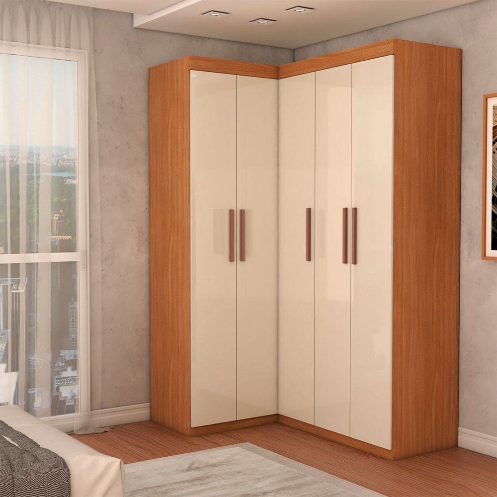 Guarda-Roupa Solteiro Modulado Odisseia 5 Portas 12 Prateleiras Cinamomo/Off White - Panorama Móveis