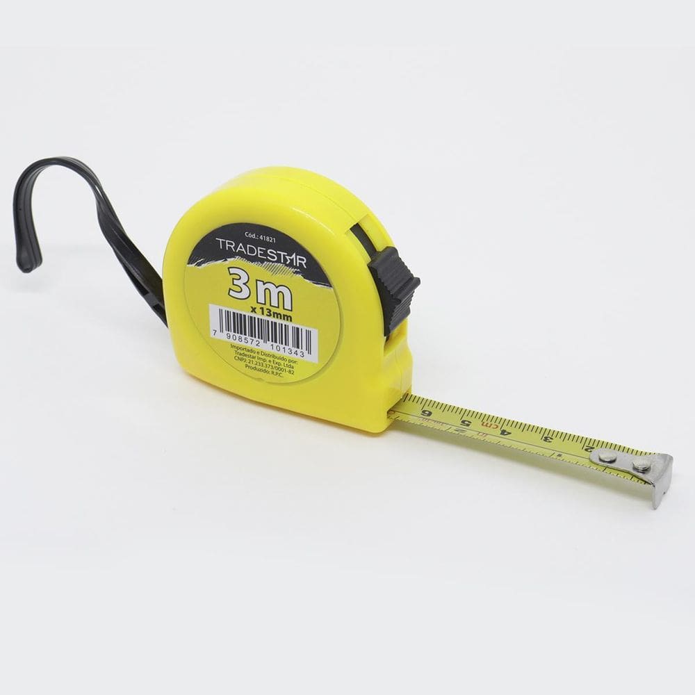 Trena de Medição 3m x 13mm - ABS Amarelo - C/ Correia