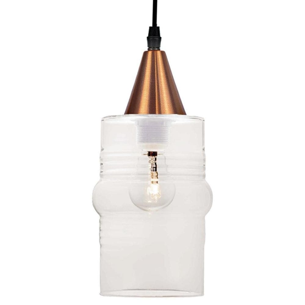 Lustre Pendente Taschibra Ali Liso Transparente Bivolt Cobre