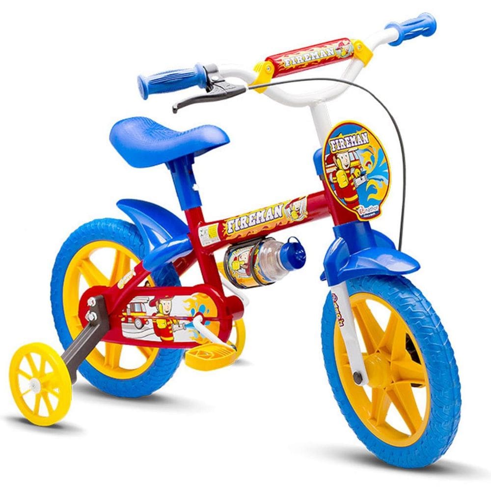 Bicicleta Infantil com Rodinhas Aro 12 Fireman Nathor