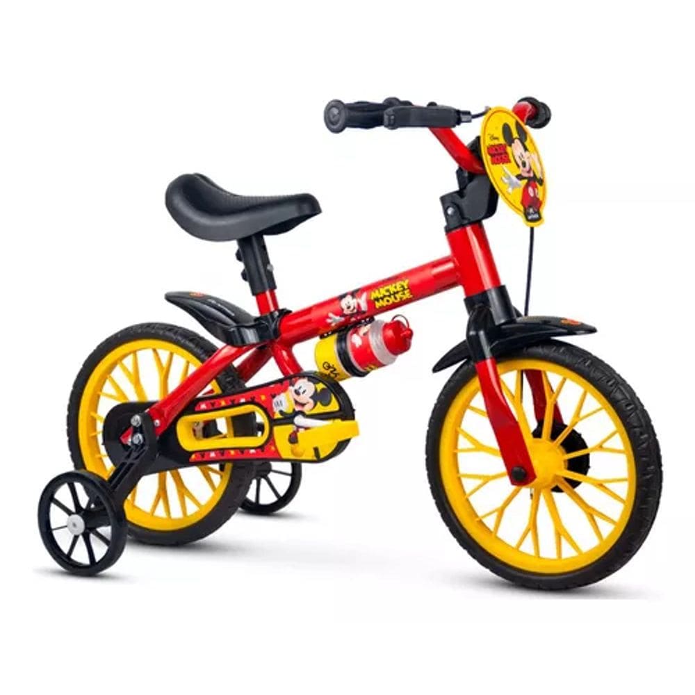 Bicicleta Infantil com Rodinhas Aro 12 Mickey Nathor