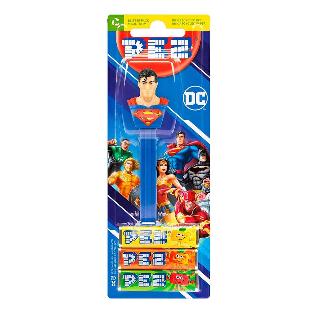 Pastilha Pez com Dispenser Heróis DC Sabores e Cores com 3 Unidades