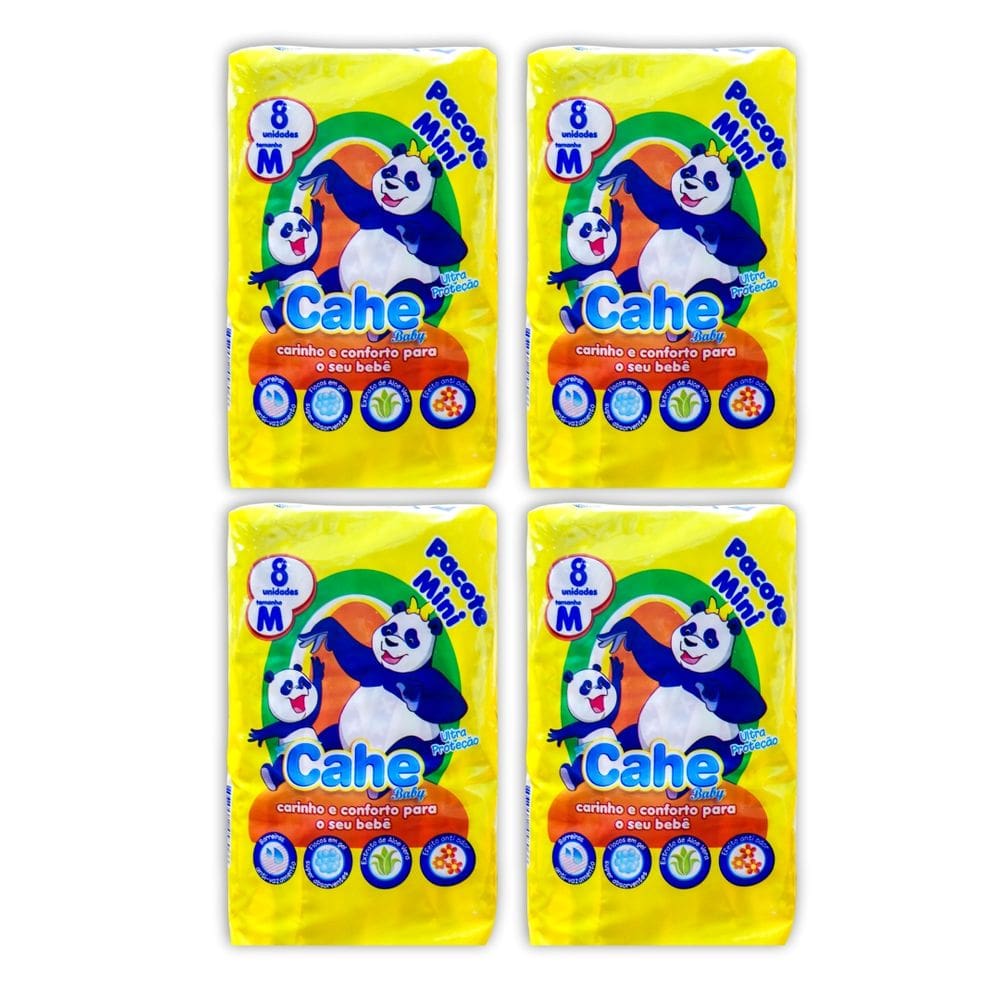 Kit C/4 Fraldas Infantil Mini Cahe Baby M C/08