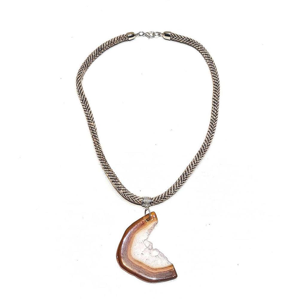 Colar Valentina Ágata Marrom 55cm - Sphera Biojoias