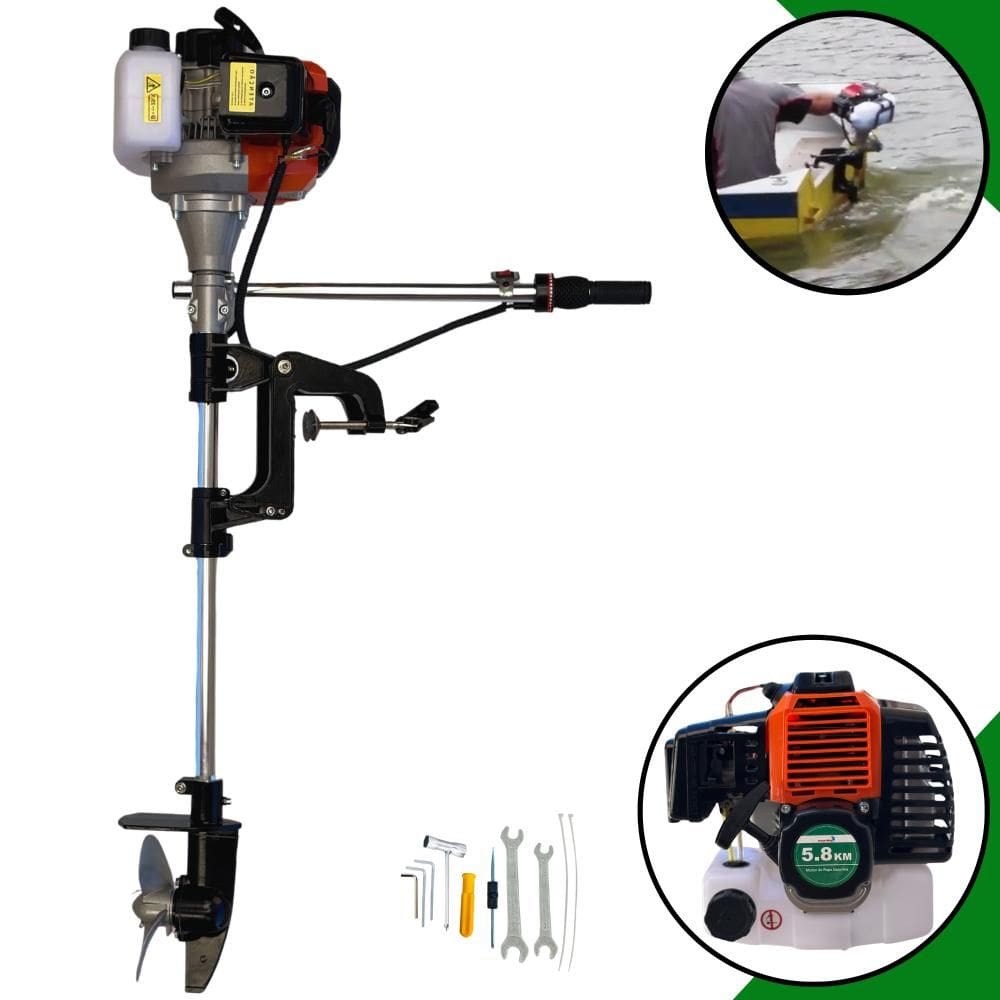 Motor de Popa Profissional Import Way IWMPG2T52 À Gasolina 2T 52cc 2,5HP 7.500rpm Completo Com Hélice 16cm Ideal Para Barcos Porte Pequeno
