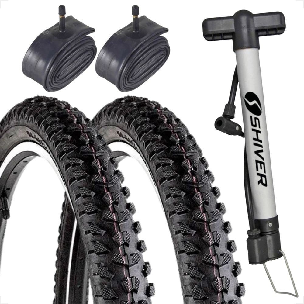 PAR Pneu bicicleta Levorin Excess aro 20 x 1.75 Cravudo Infantil PAR Camara bico grosso Bomba de ar