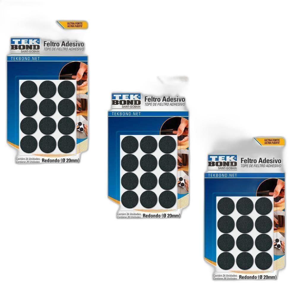 Kit 72 Feltro Protetor Adesivo Pé Sofá Cadeira Mesa Tekbond
