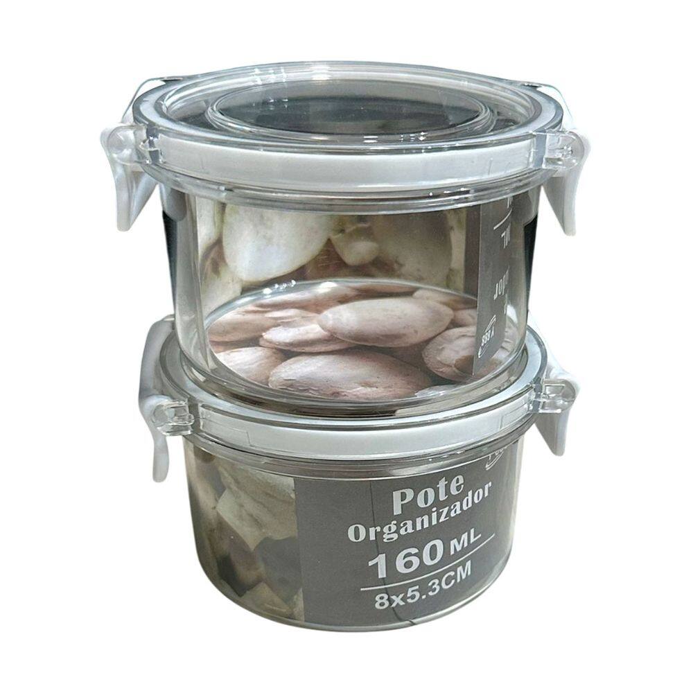 Kit 2 Pote Hermetico Plástico Organizador Transparente 160ml