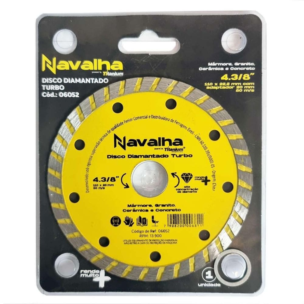 Disco De Corte Diamantado Turbo 110Mm Para Serra Mármore
