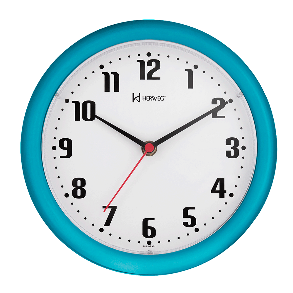 Relógio de Parede 22 cm Azul Turquesa Herweg