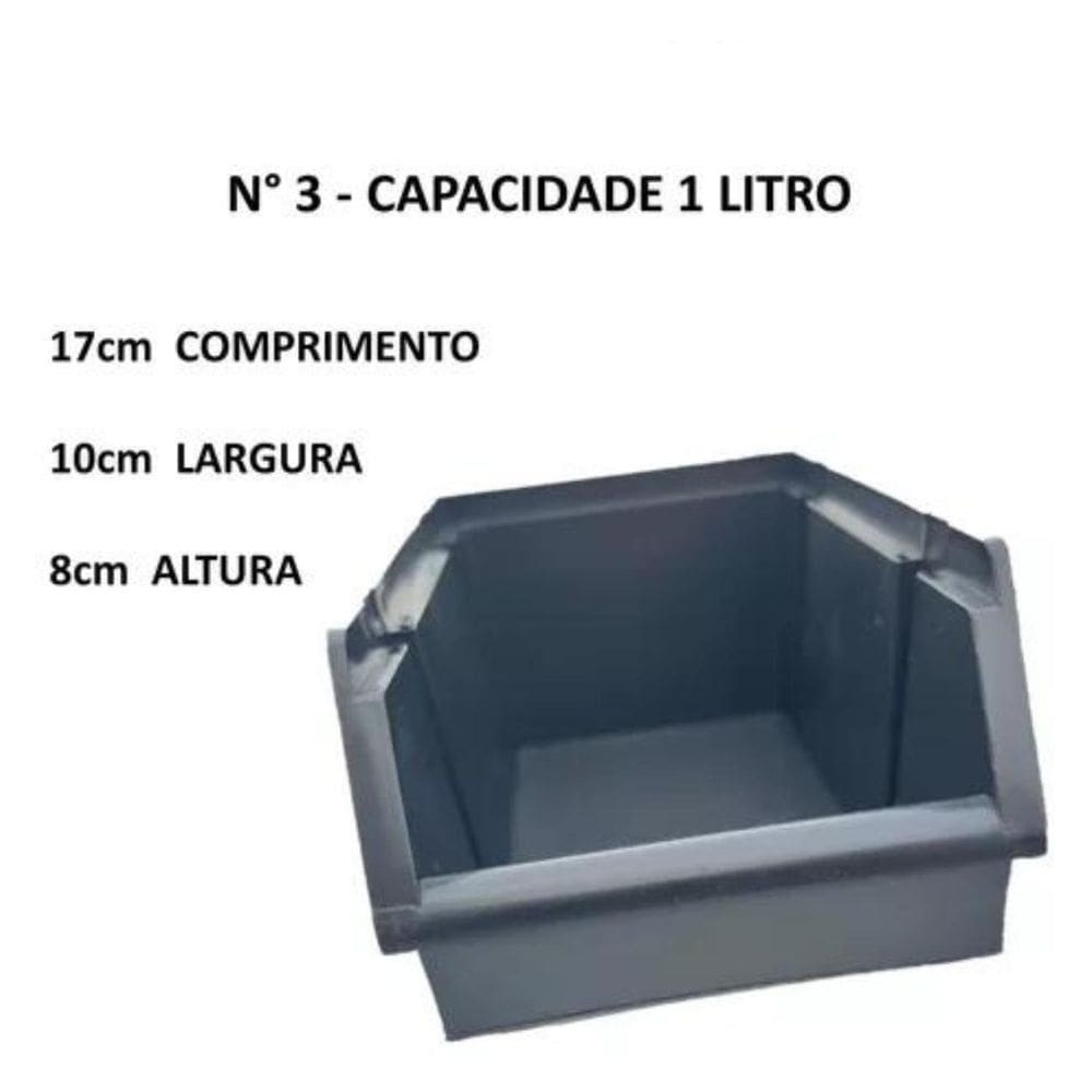 Gaveta Plástica Para Estante Bin N3 Preta - Elastobor