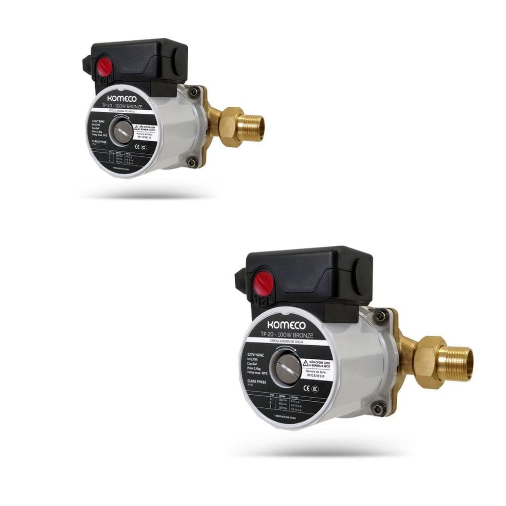 Kit 2 Mini Bombas Komeco Tp20 Circuladoras de Água Quente Fria Bronze 127V