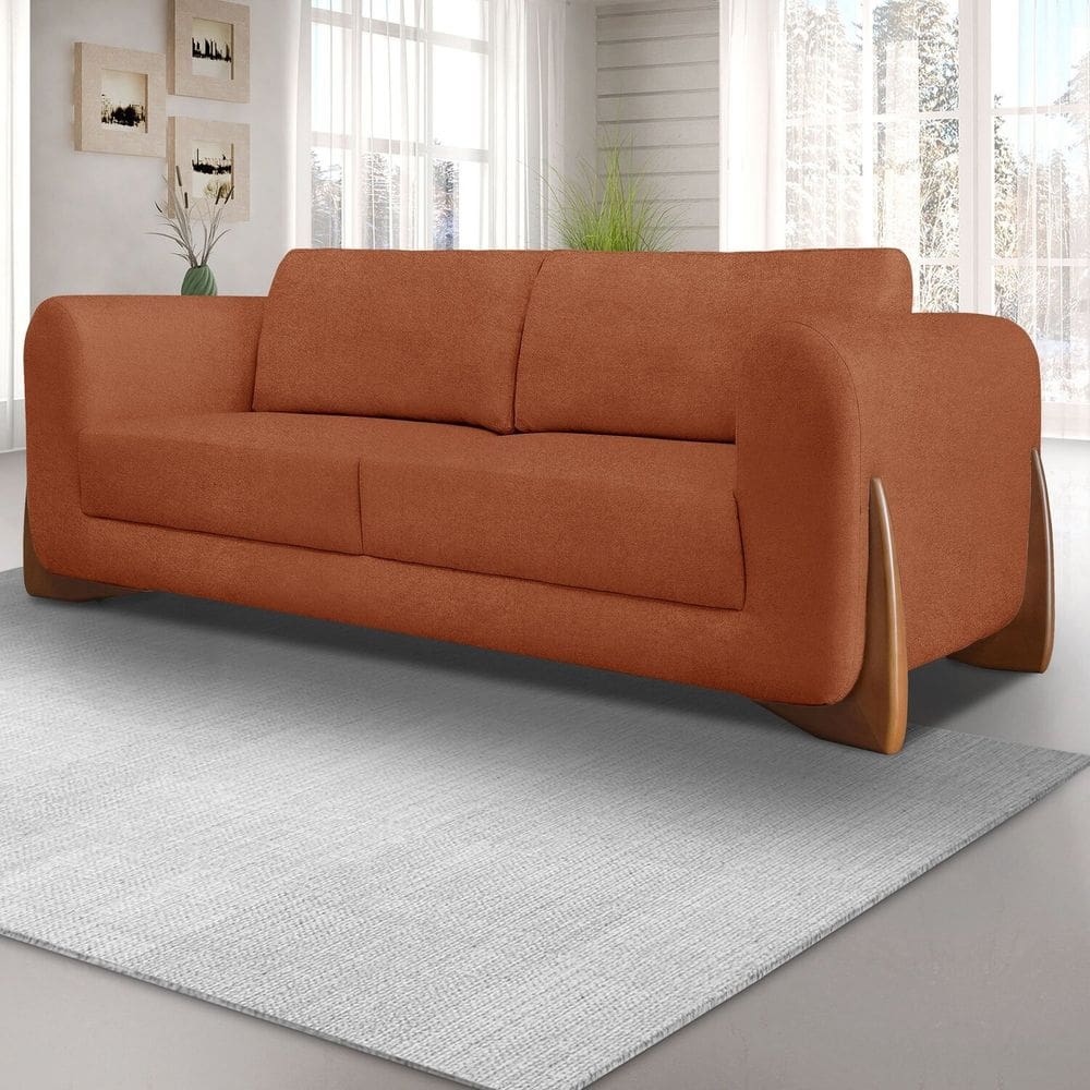 Sofá para Sala de Estar Fixo 2 Lugares Djon Cobre