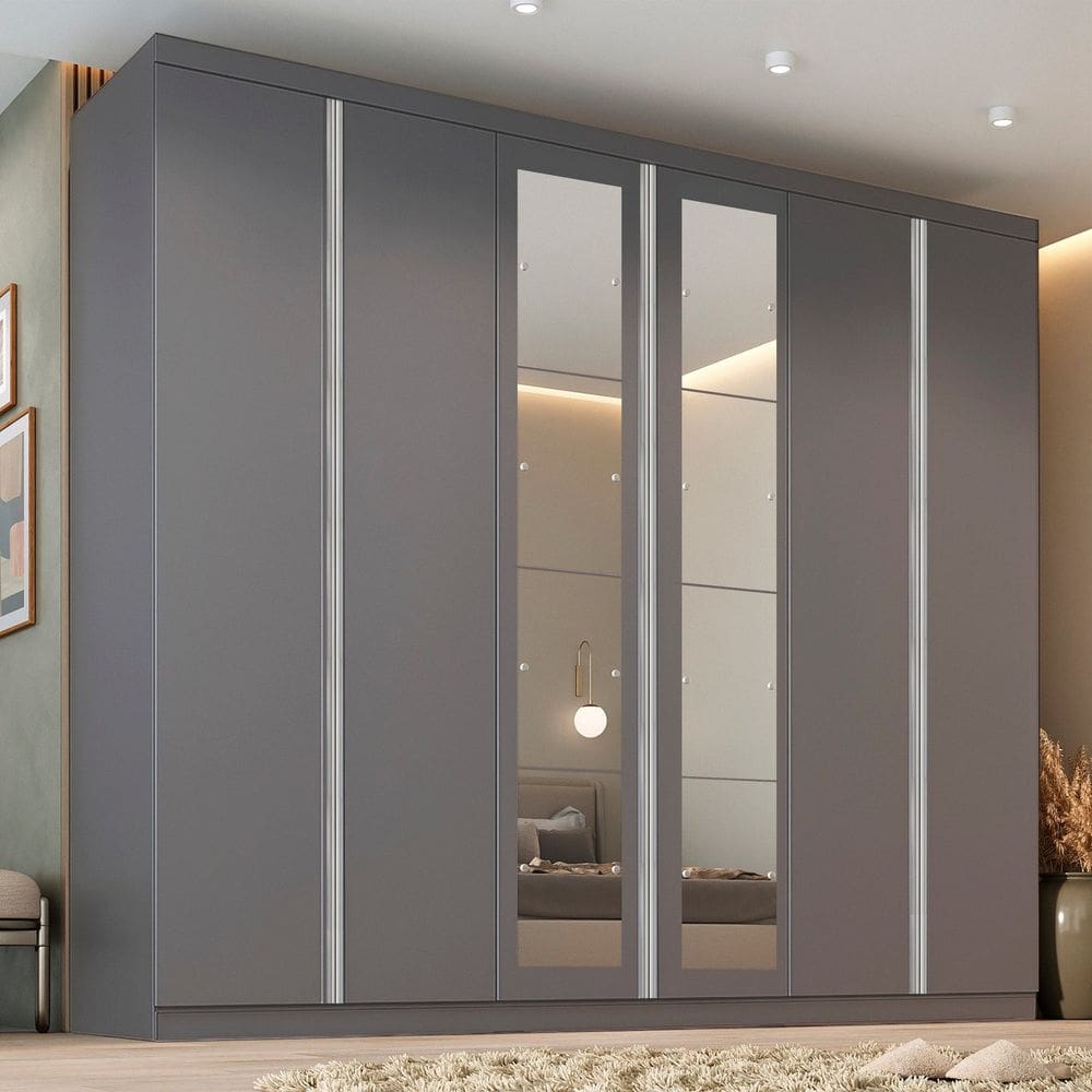 Guarda-roupa Casal 6 Portas com Espelho Monte Carlo Onix
