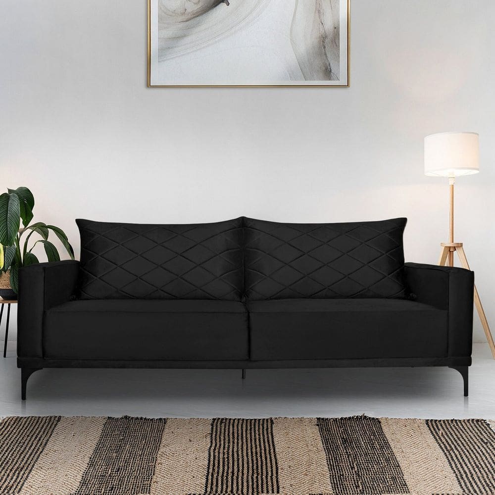 Sofá 3 Lugares para Sala de Estar Eliot Preto