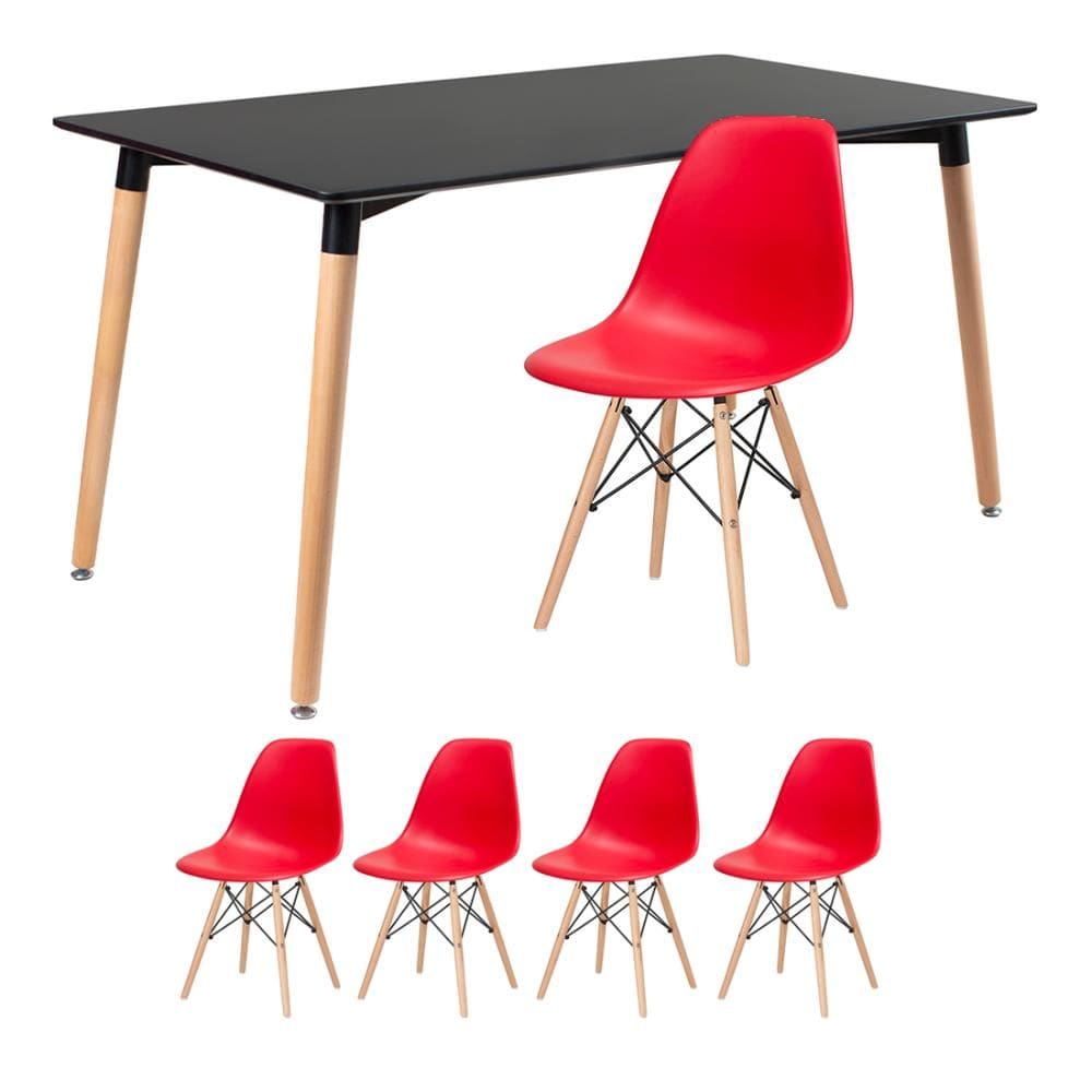 KIT - Mesa retangular Eames 80 x 140 cm + 4 cadeiras DSW