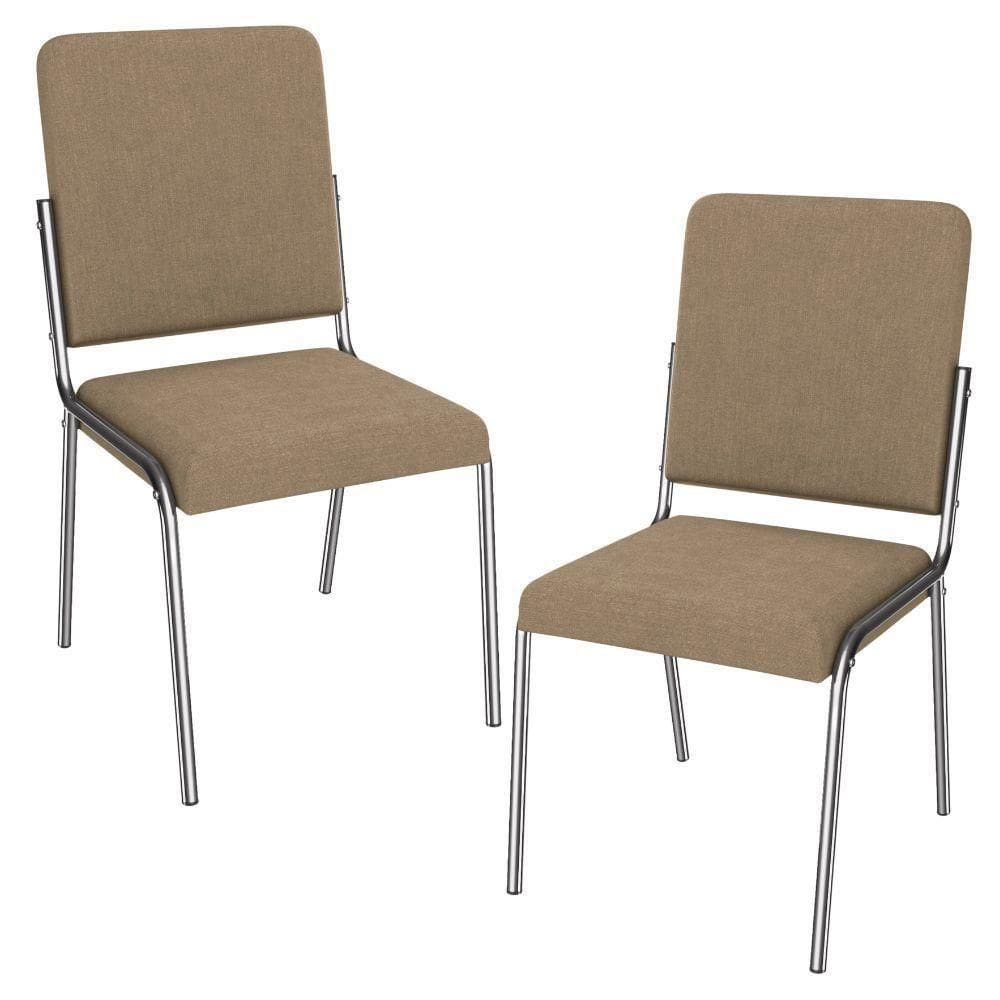 Kit 2 Cadeiras Cromada Sala Jantar 2C129CR Corino Kappesberg Capuccino