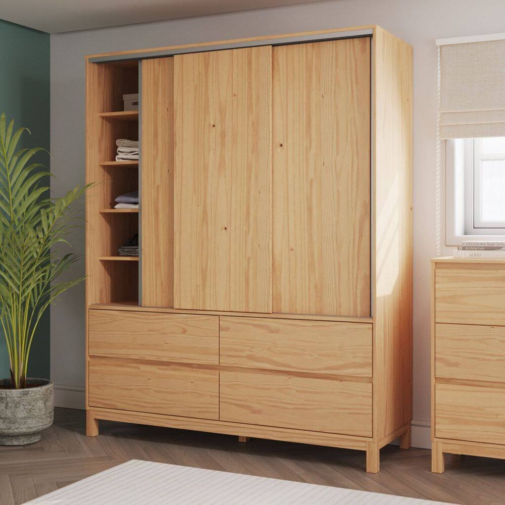 Guarda-roupa 3 Portas 216cm X 173,2cm Square Natural Pine