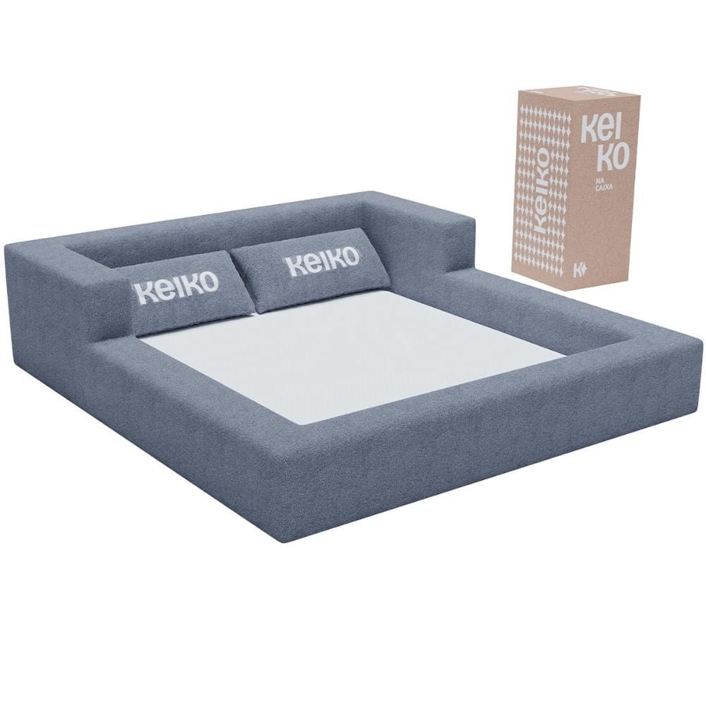 Cama Montessoriana Casal Aconchego 100% Espuma Boucle Cinza Keiko
