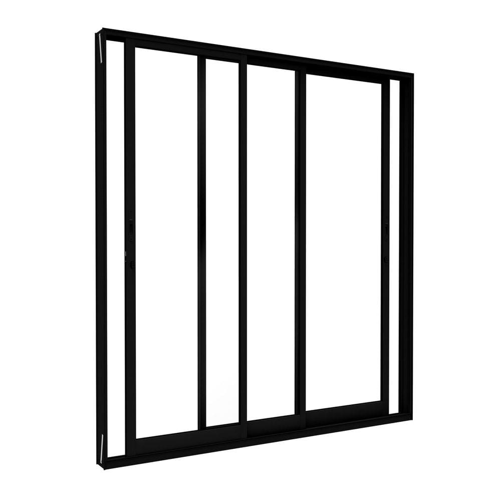 Porta de Alumínio de Correr Lateral 3 Folhas Móveis 215cm X 200cm Lucasa Ideale Preto