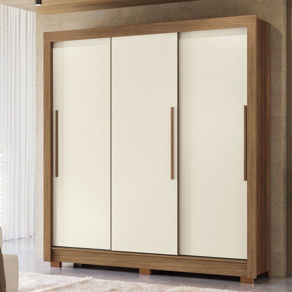 Guarda-Roupa Casal Maringá 3 Portas 2 Gavetas Jatoba/Areia - Santos Andirá