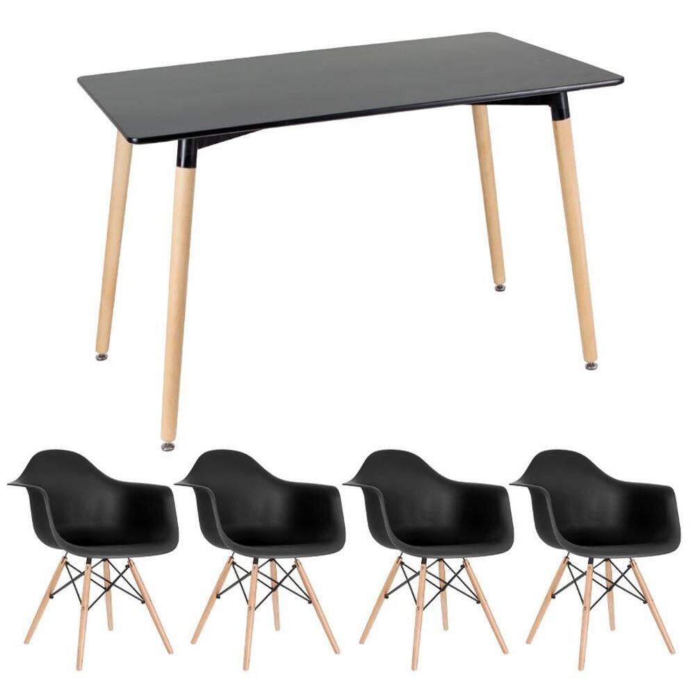 KIT - Mesa retangular Eames 60 x 120 cm + 4 cadeiras DAW