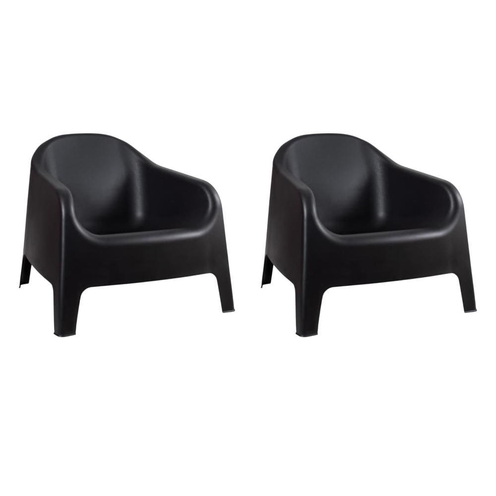 Kit 2 Cadeiras Poltrona para Jardim varanda Skarpo Preto