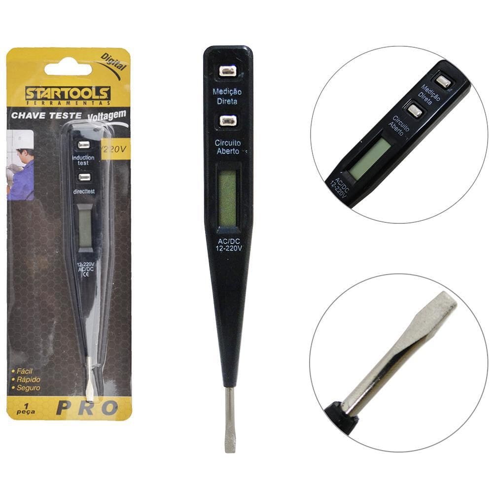 Chave Para Teste Digital De 12 A 220V Pro Na Cartela - 2 Pçs