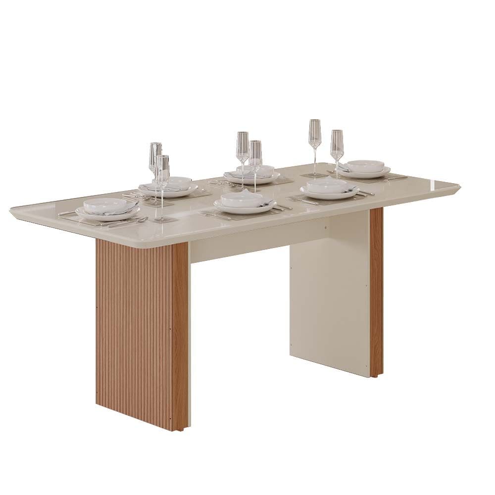 Mesa Helena 1,60 100% MDF com Tampo de Vidro Tuboarte