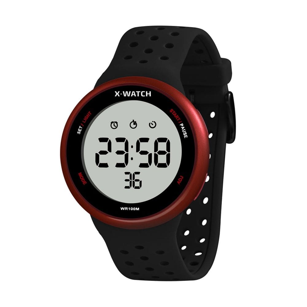 Relógio X Watch Preto Vermelho Digital Prova d Agua 100m