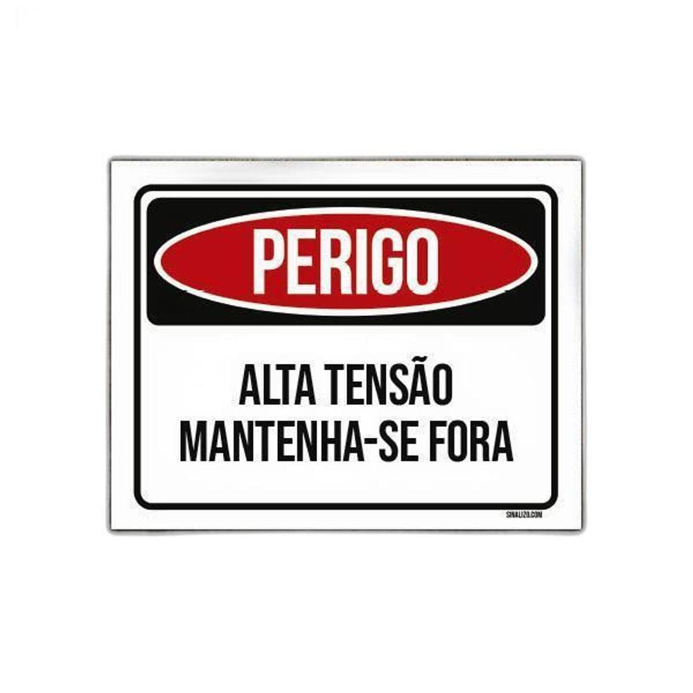 Placa Perigo Alta Tensão Mantenha-Se Fora 27X35