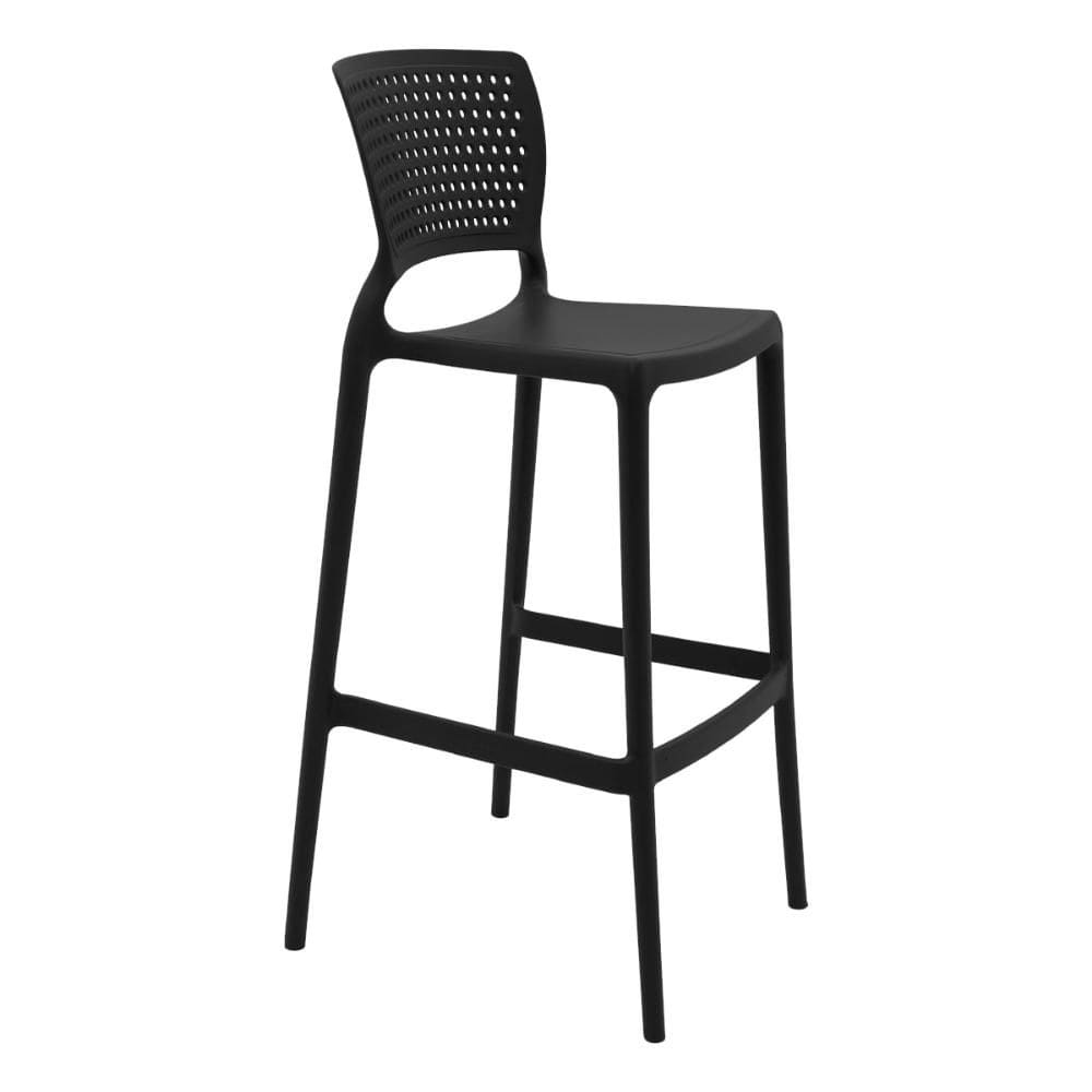 Banqueta Alta para Bar Tramontina Serena Preto em Polipropileno com Proteção Antimicrobiana
