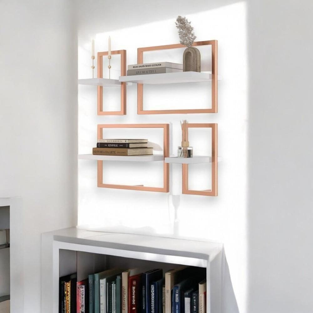 Lego C- 4 Prateleiras Industrial Branco-cobre - Pleno