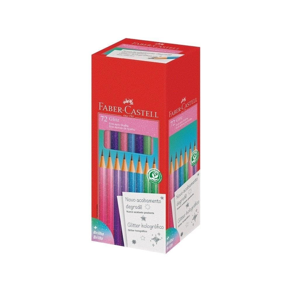 Lápis Faber Castell Grafite Preto Glitz - 1 Embalagem com 72 Unidades