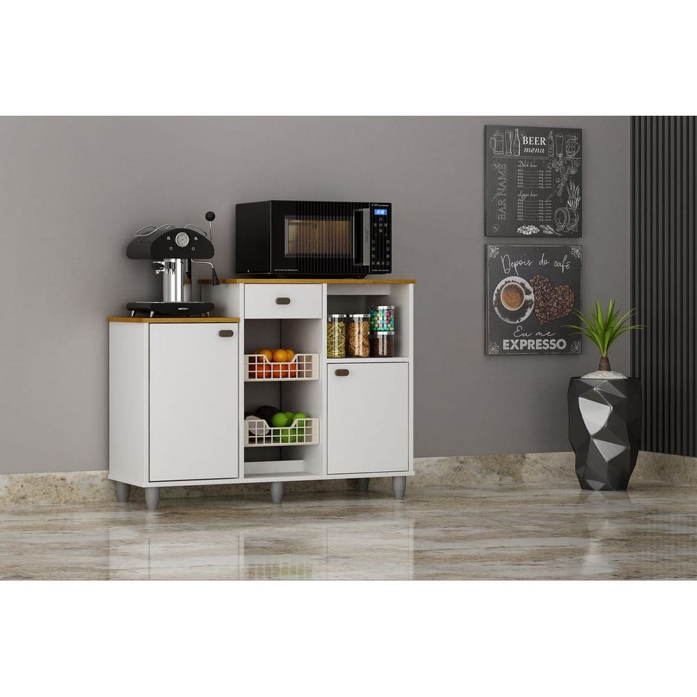 Fruteira 2 Portas 1 Gaveta 2 Cestos Balcão Microondas Flora