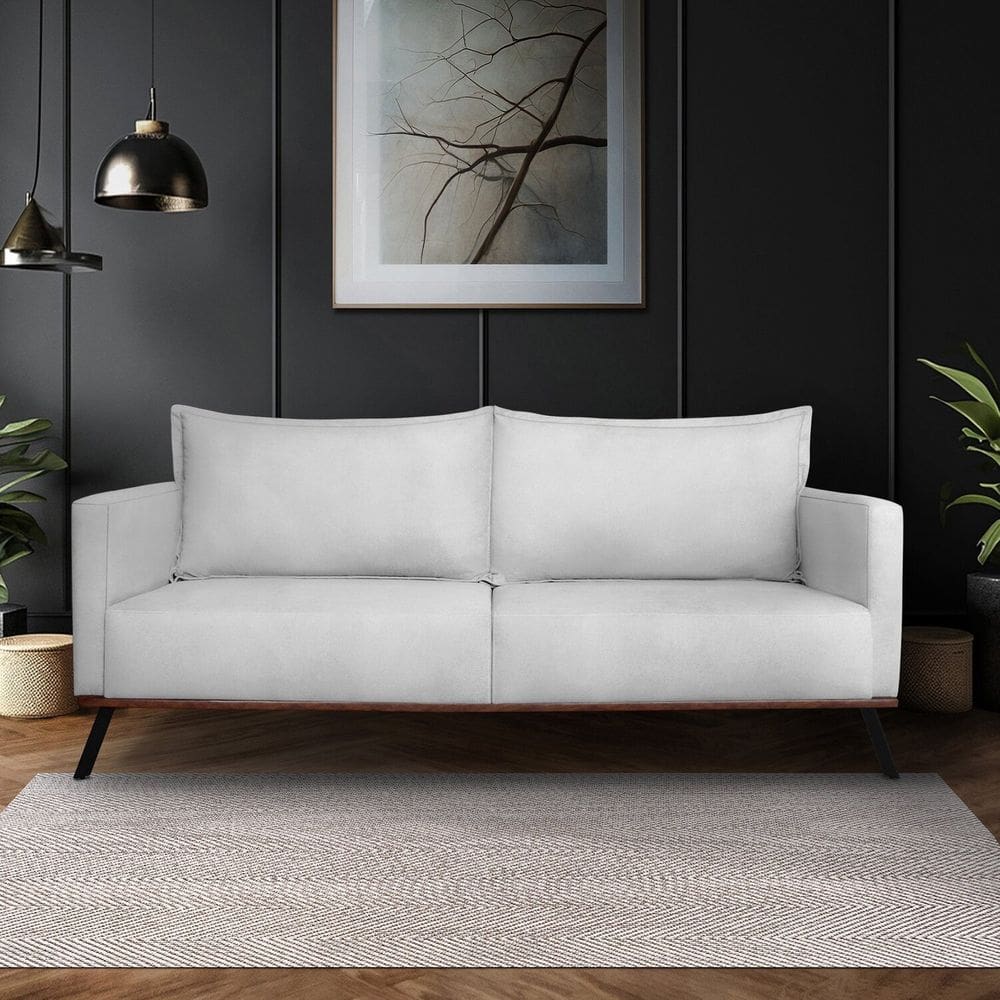 Sofá para Sala de Estar Fixo 2 Lugares Zeki Prata