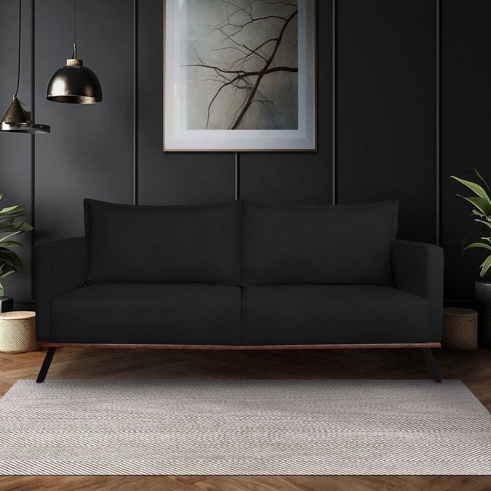 Sofá para Sala de Estar Fixo 2 Lugares Zeki Preto