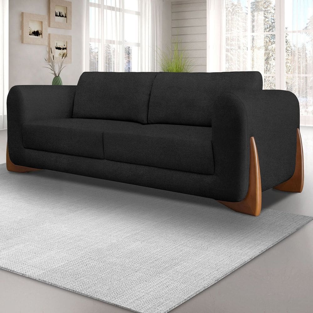 Sofá para Sala de Estar Fixo 2 Lugares Djon Preto